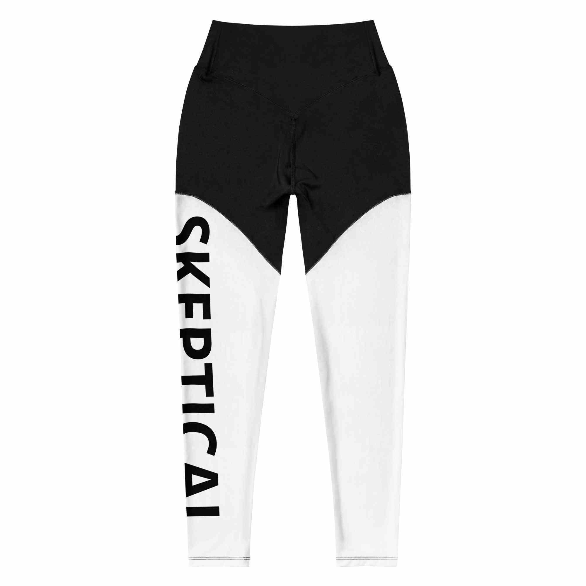 SKEPTICAL N.E.C Black And White Sports Leggings - SKEPTICAL BRANDS