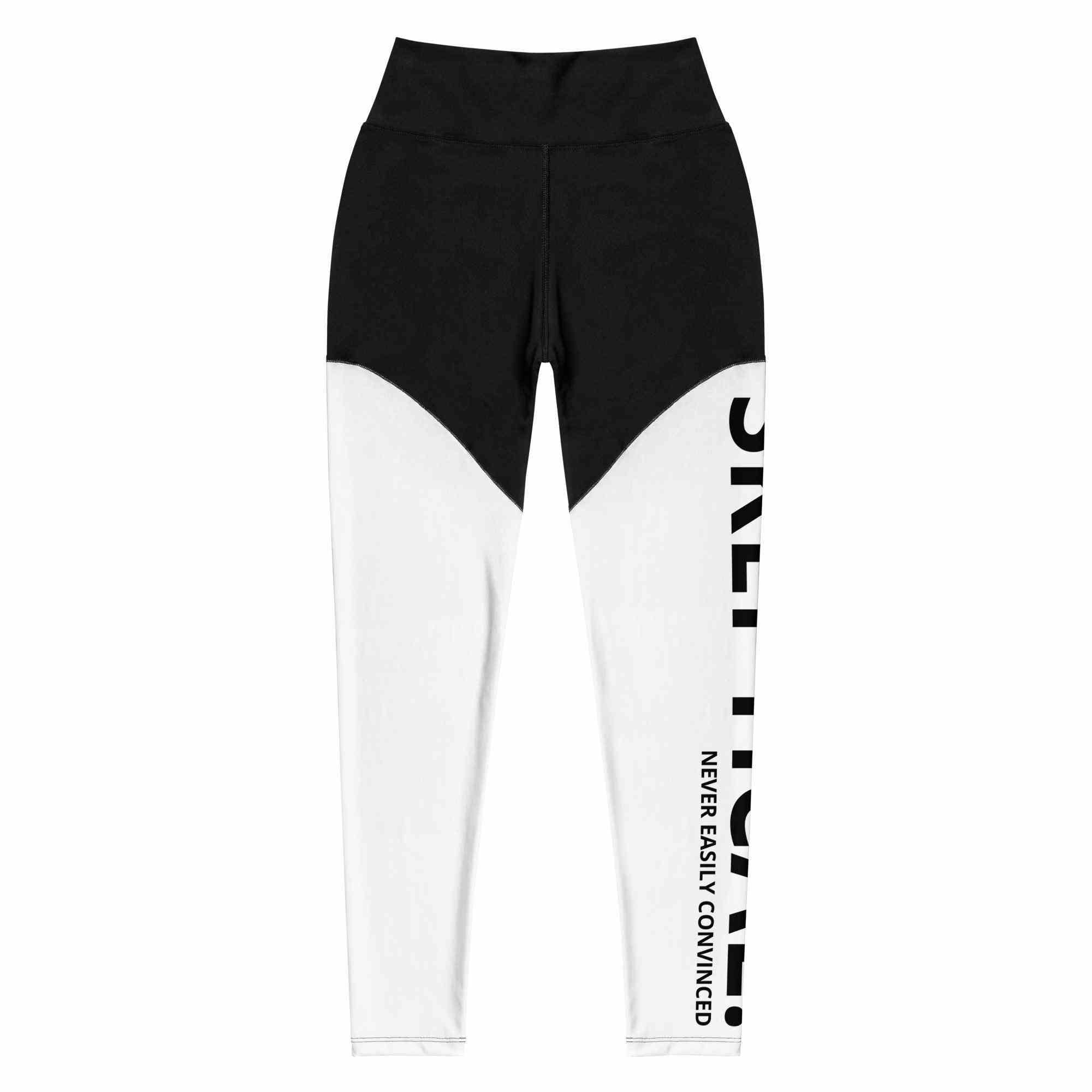 SKEPTICAL N.E.C Black And White Sports Leggings - SKEPTICAL BRANDS