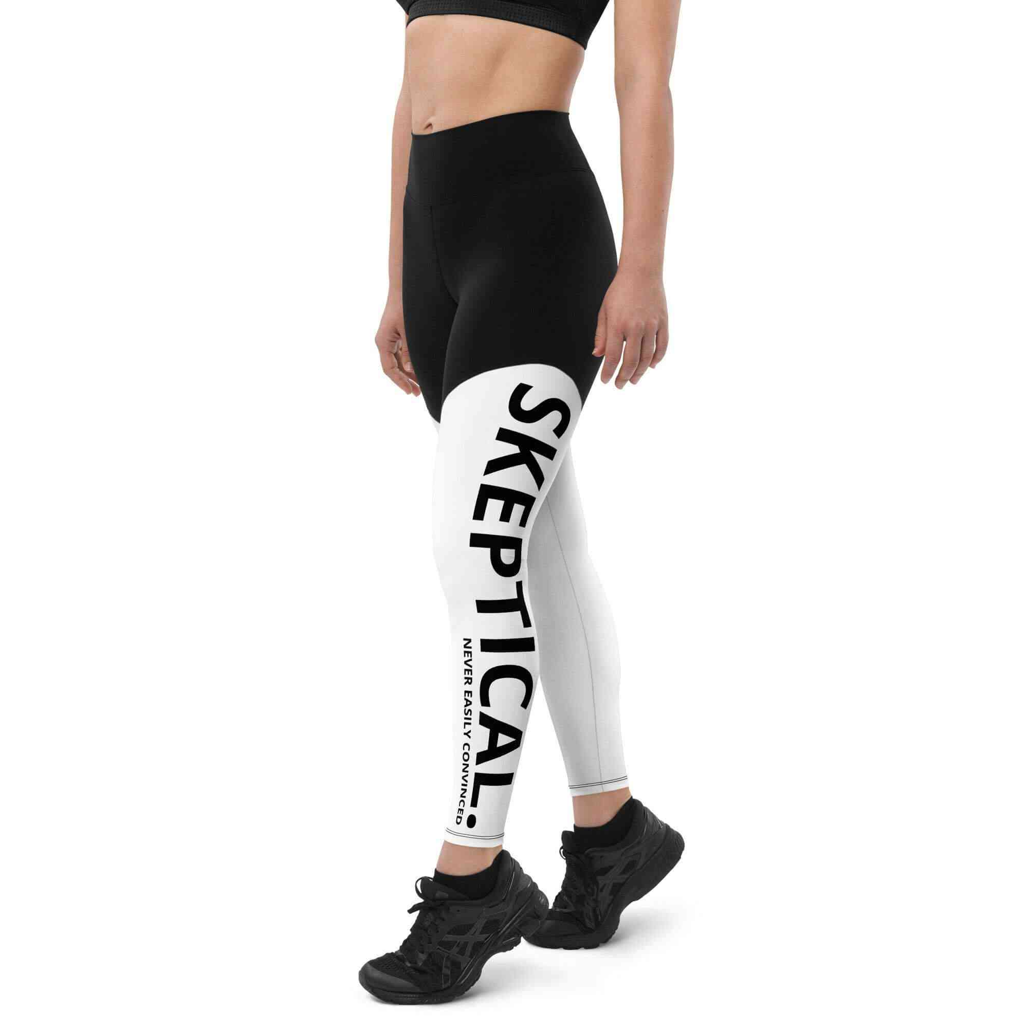 SKEPTICAL N.E.C Black And White Sports Leggings - SKEPTICAL BRANDS